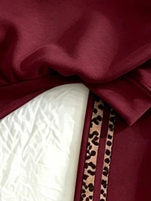 女童 2 件套休閒時尚春夏秋冬女孩立領運動衫與寬腿運動褲套裝，甜酷豹紋印花、豹紋蝴蝶結印花，外出穿搭，柔軟面料，時尚寬腿褲款，春夏秋冬女童服飾套裝，女孩寬腿褲套裝 - 彩色 - 查看 5
