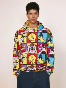 LOONEY TUNES X SHEIN Men's All-Over Print Casual Daily Hoodie - Multicolor - View 3