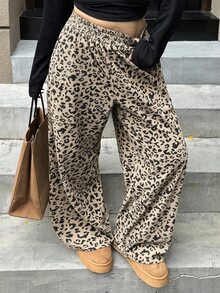 Livesso Elastic Waist Casual Cargo Minimalist Beige Long Pants Vacation Formal Fall - Camel - View 7