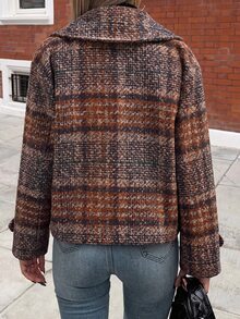 Flora Isola Flora Isola Women's Large Lapel Decorative Button Long Sleeve Wool - Multicolor - View 2