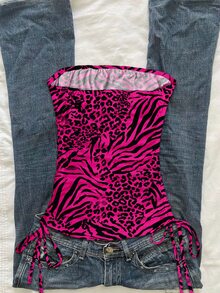 Attitoon Women's Sexy Leopard Print Drawstring Tie Bandeau Top - Multicolor - View 2