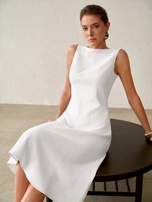 MOTF PREMIUM WOMEN'S SOLID COLOR CASUAL DAILY WEAR SUMMER SHORT DRESS - White - View 6