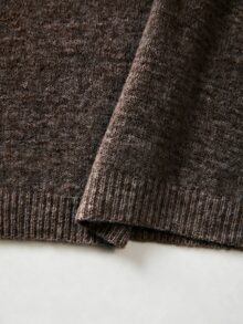 SHEIN 秋冬女款單肩鬆垮針織套頭衫 寬袖寬鬆版型 柔軟舒適保暖毛衣 - 咖啡棕 - 查看 7