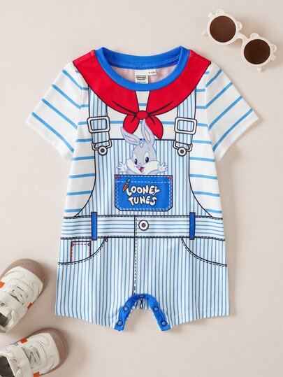 LOONEY TUNES X SHEIN Baby Boy Cartoon Print Cute Romper