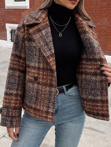 Flora Isola Flora Isola Women's Large Lapel Decorative Button Long Sleeve Wool - Multicolor - View 4