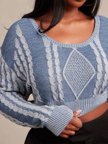 SHEIN SXY Washed Effect V-Neck Long Sleeve Cropped Slim Fit Sweater - Multicolor - View 10