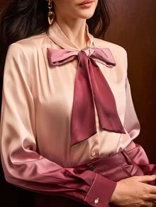 MOTF PREMIUM BLUS LENGAN PANJANG GRADASI UNTUK WANITA, UNTUK PERJALANAN SEHARI-HARI - Burgundy - View 2