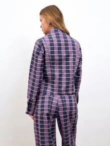 Nöista New Chinese Style Long Sleeves Casual Striped Jacket - Purple - View 8