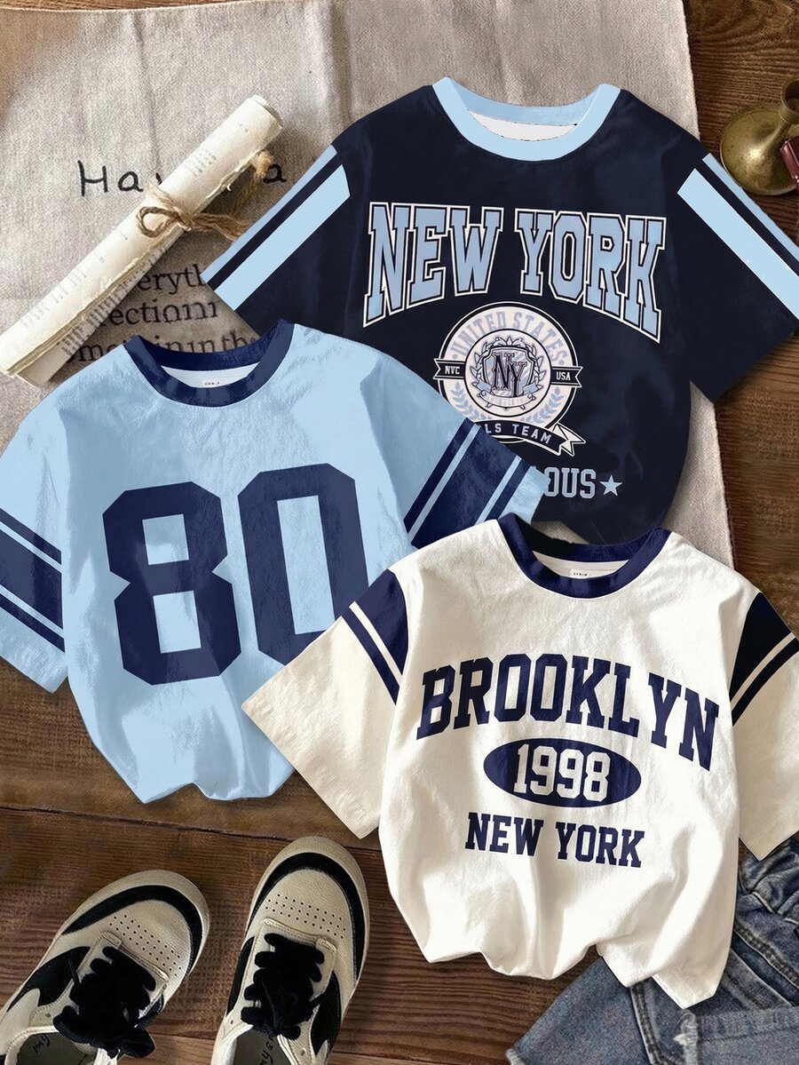 3PCS Tween Boys T-Shirts - Multicolor - View 1