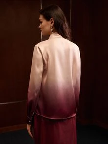 MOTF PREMIUM BLUS LENGAN PANJANG GRADASI UNTUK WANITA, UNTUK PERJALANAN SEHARI-HARI - Burgundy - View 3