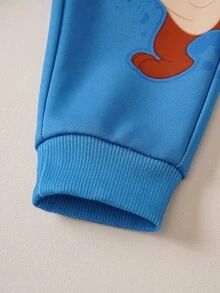 LOONEY TUNES X SHEIN Baby Boy Letter Cartoon Print Long Sleeve Sweatshirt And Pants Set - Blue - View 10