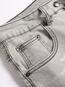 Lornexis Men's Casual Versatile Denim Slim Fit Jeans With Pockets - Light Grey - View 3