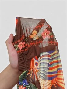 Swim Oasis Plus Size Women Floral Print One-Piece Swimsuit And Skirt, Suitable For Beach Vacation, Pool Party, Beach Party - Multicolor - View 5