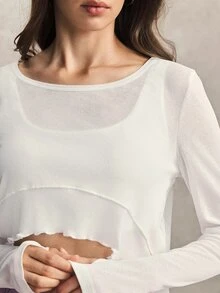 Activina Women's Solid Color Casual Daily Wear Sports T-Shirt - White - View 4