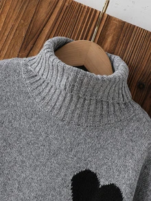 SHEIN Tween Girl Sweater Dress, New Arrival For Autumn/Winter Farewell Dark Grey Cute - Grey - View 7