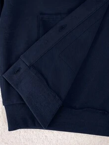 Collagica Collagica Jaket Wanita Polos Lengan Panjang Kancing Tunggal dengan Saku, Kerah Baseball Kasual, Musim Gugur - Navy Blue - View 5