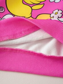 LOONEY TUNES X SHEIN Baby Boy Cartoon Pattern Long Sleeve Sweatshirt And Pants Casual Daily Outfit - Pink - View 10