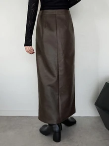 FRIFUL Women's Solid Color Slit Design Casual Daily Wear Skirt - Black - View 5