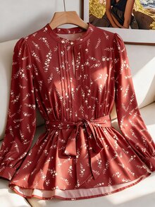 GlowEve CURVE Fashionable Women's Plus Size Chiffon Leopard Print Round Neck Blouse, Metal Button Decorated Shirt, Daily Wear Spring/Autumn Blouse - Multicolor - View 1