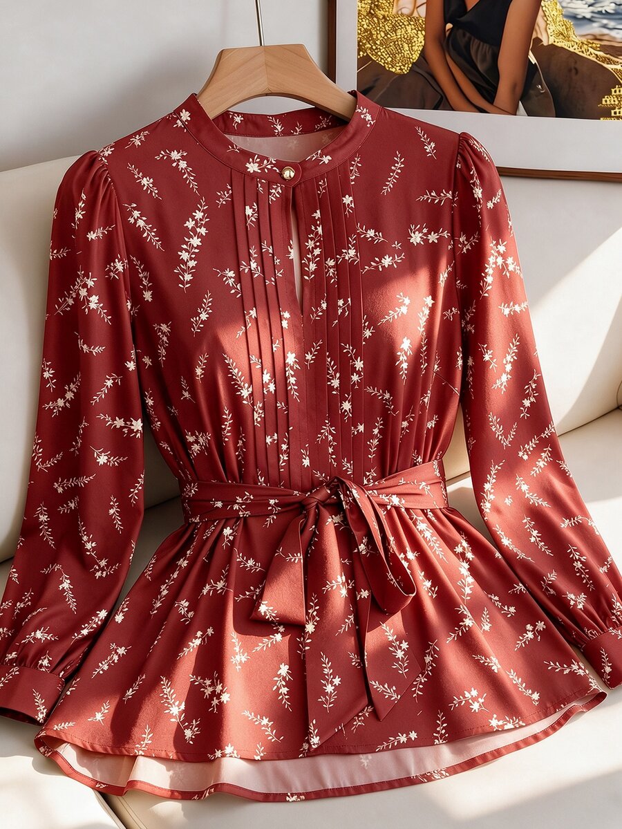 GlowEve CURVE Fashionable Women's Plus Size Chiffon Leopard Print Round Neck Blouse, Metal Button Decorated Shirt, Daily Wear Spring/Autumn Blouse - Multicolor - View 1