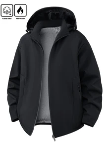 Acti Log Men's Autumn/Winter Hooded Thick Thermal Lined Padded Coat Coat - Black - View 1