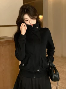 DAZY Women's Solid Color Hooded Korean Style Jacket Fall - Black - View 6