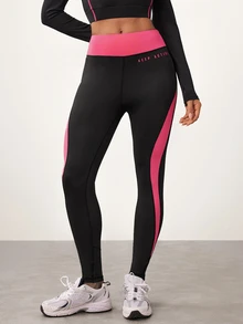 SHEIN Core Rhythm 女款字母印花撞色休閒日常旅行運動緊身內搭褲 - 彩色 - 查看 5