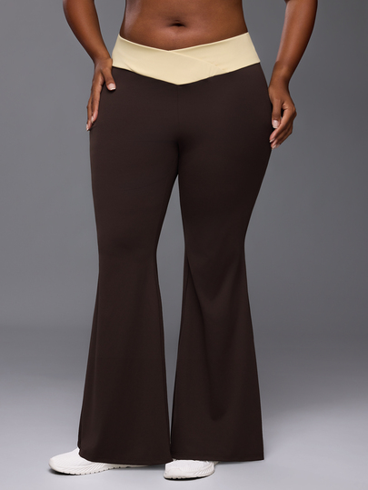 Voyena Women's Plus Size Colorblock Casual Daily Wear Sports Flare Leggings