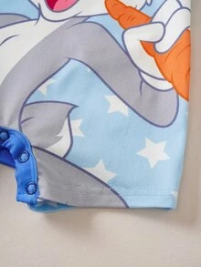 LOONEY TUNES X SHEIN Baby Boy Five-Point Star Print Short Sleeve Romper LOONEY TUNES - Blue - View 6