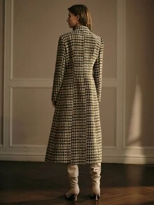 MOTF PREMIUM FASHIONABLE EXQUISITE DESIGN WAIST-CINCHING SLIMMING METAL BUCKLE ASYMMETRIC PLACKET TWEED WOOL WOMEN'S COAT - Army Green - View 3