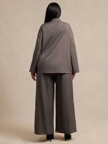 SHEIN SXY Brown Chinese Style Long Sleeve Frog Button Shirt And Pants 2 Pieces Set Fall - Brown - View 9