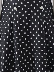 SHEIN Tween Girls Fall Style Fake Two-Piece Polka Dot Dress Puff Long Sleeve Bow Decor Back To School Daily Party Outfit - Black and White - View 5