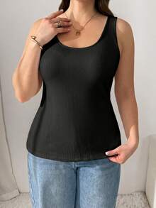 Shapeblank Women's Plus-Size Autumn Casual Baggy Vest Stretchy Comfortable Fleece-Lined Warm Black White 2 Pack Base Tops Outfits Casual Daily Going Out Vest - Multicolor - View 4