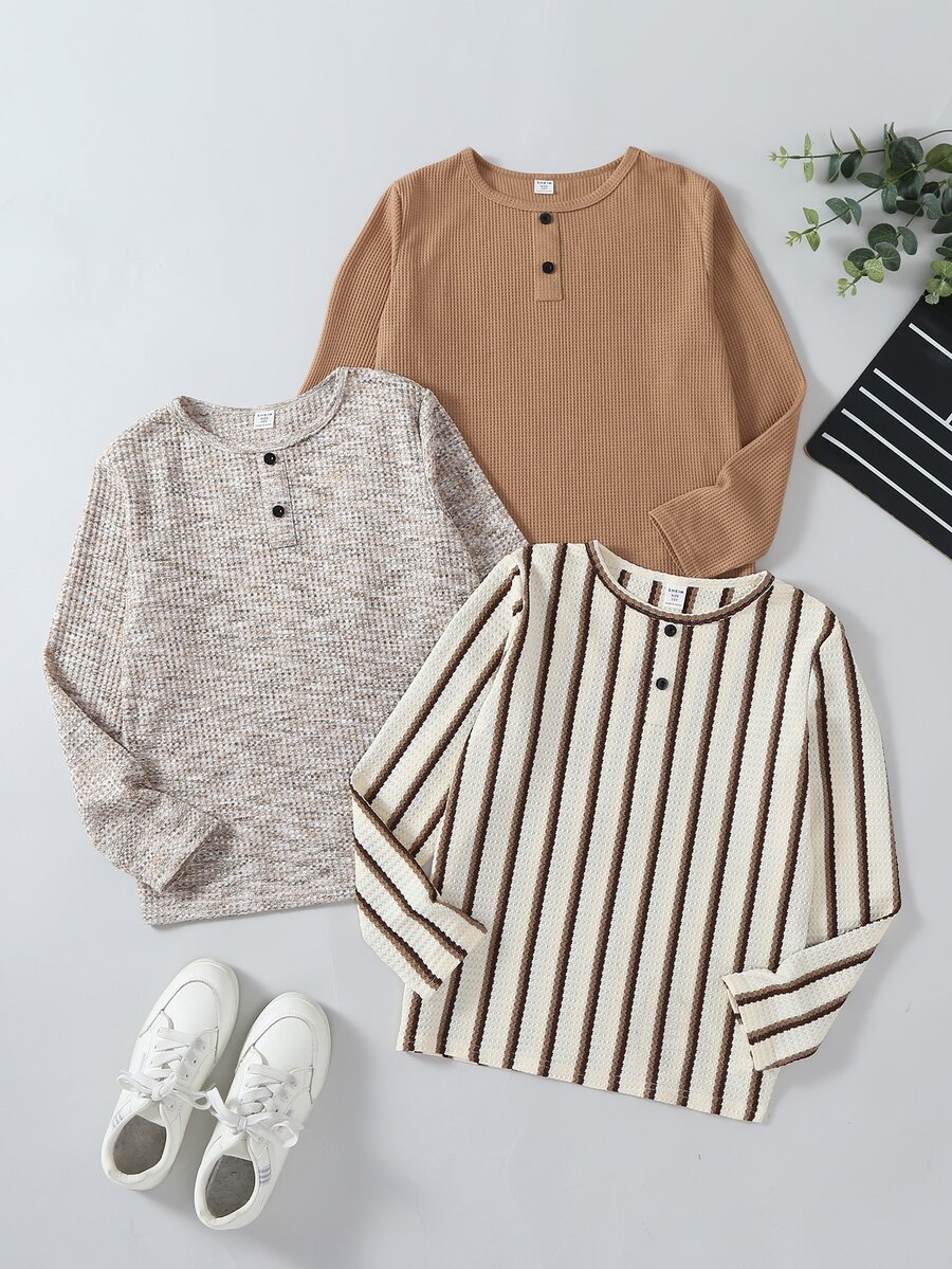 SHEIN 3件組青少年男孩冬季T恤童裝