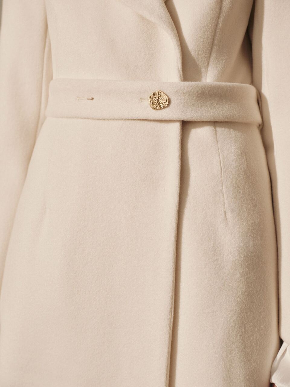 MOTF FASHIONABLE ELEGANT ASYMMETRIC PLACKET METAL BUTTON DECOR WOOL BLEND TWEED MID-LENGTH COAT, AUTUMN/WINTER