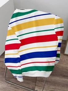 OlaRiff Casual Men's Colorful Striped Print 100% Cotton Pullover Sweatshirt, Fleece Sweatshirt, Suitable For Autumn/Winter - Multicolor - View 6