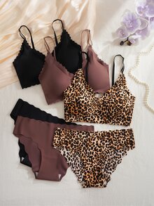 SHEIN 女款圓弧邊舒適無縫內衣內褲套裝，6件組 - 彩色 - 查看 5