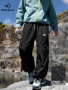 Gym Rark Men's Drawstring Waist Casual Versatile Daily Travel Sports Long Pants - Black - View 1