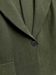 GlowEve CURVE Plus Size Women's Summer Fashion Casual Smart Daily Office Working All-Match Versatile Olive Green Patchwork Sleeve Blazer - Army Green - View 5