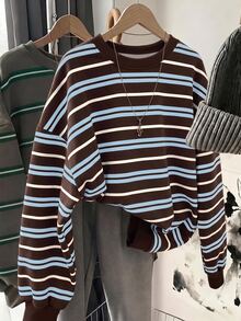 SHEIN LUNE 女款素色休閒百搭日常穿著長袖運動衫 - 彩色 - 查看 1