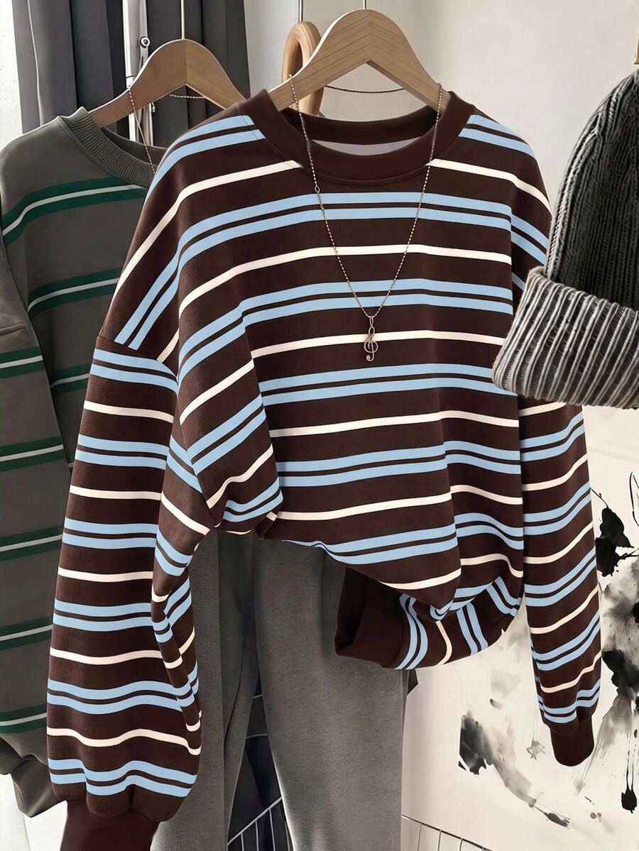 SHEIN LUNE 女款素色休閒百搭日常穿著長袖運動衫 - 彩色 - 查看 1