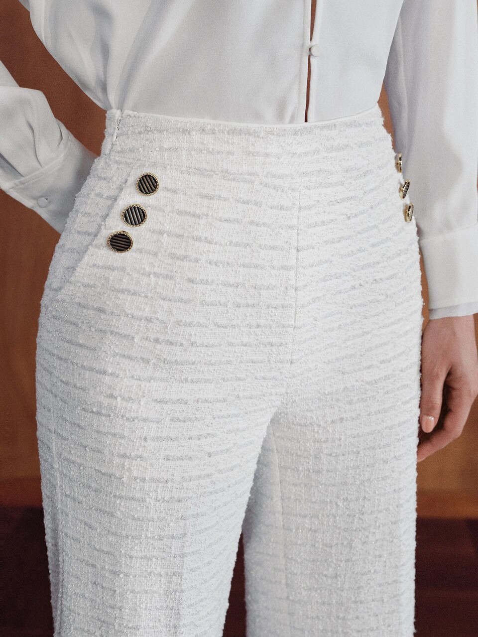 MOTF WOMEN'S AUTUMN/WINTER BUTTON DESIGN ELEGANT STRAIGHT LEG TROUSERS