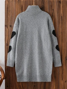SHEIN Tween Girl Sweater Dress, New Arrival For Autumn/Winter Farewell Dark Grey Cute - Grey - View 2
