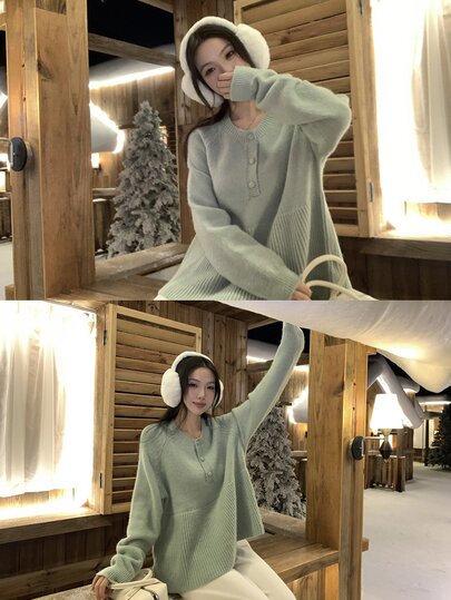 DAZY Women's Round Neck Korean Style Long Sleeve Autumn/Winter Sweater