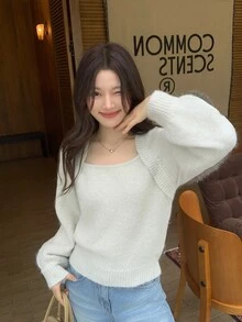 DAZY Women's Solid Color Long Sleeve Autumn/Winter Sweater - Apricot - View 4