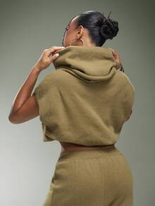 Denimoi High Neck Sleeveless Sweater Fashion Sweaters Cold Weather Fall Winter Cozy Airport Loungewear - Army Green - View 6