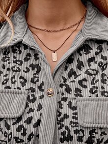 EMERY ROSE Women's Leopard Print Single-Breasted Long Sleeve Casual Regular Fit Jacket - Grey - View 8