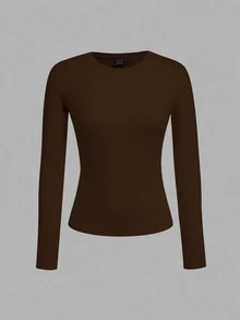 SHEIN EZwear Women's Solid Color Long-Sleeve Crew Neck Casual Versatile T-Shirts (3-Pack) - Multicolor - View 3