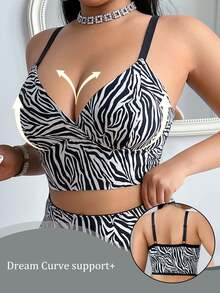SHEIN Halloween Plus Size Wireless Bra, 1pc Party White Autumn Sexy - Multicolor - View 4