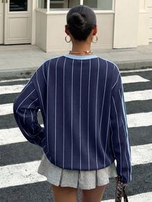 Muchica Women's Striped Letter Print Casual Daily Long Sleeve T-Shirt - Multicolor - View 2